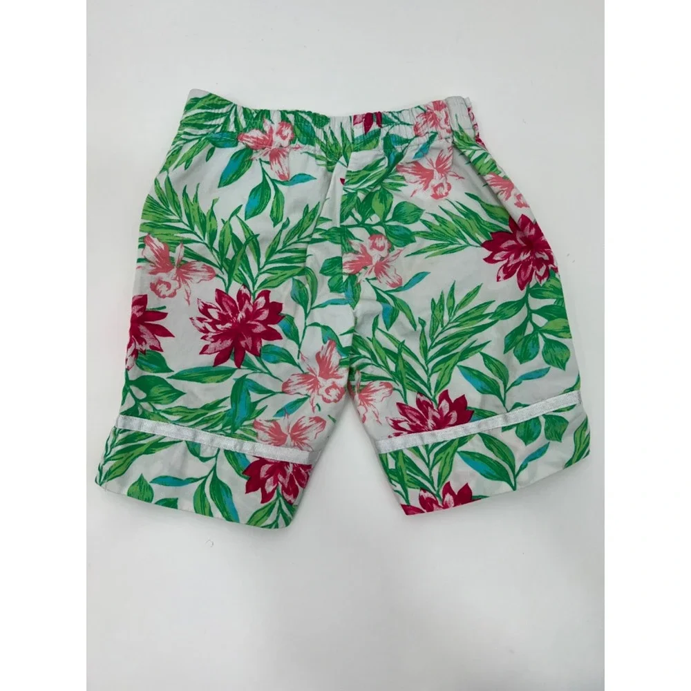 Nautica White with Green and Pink Wide Leg Cotton‎ Capri Girls Size 4T